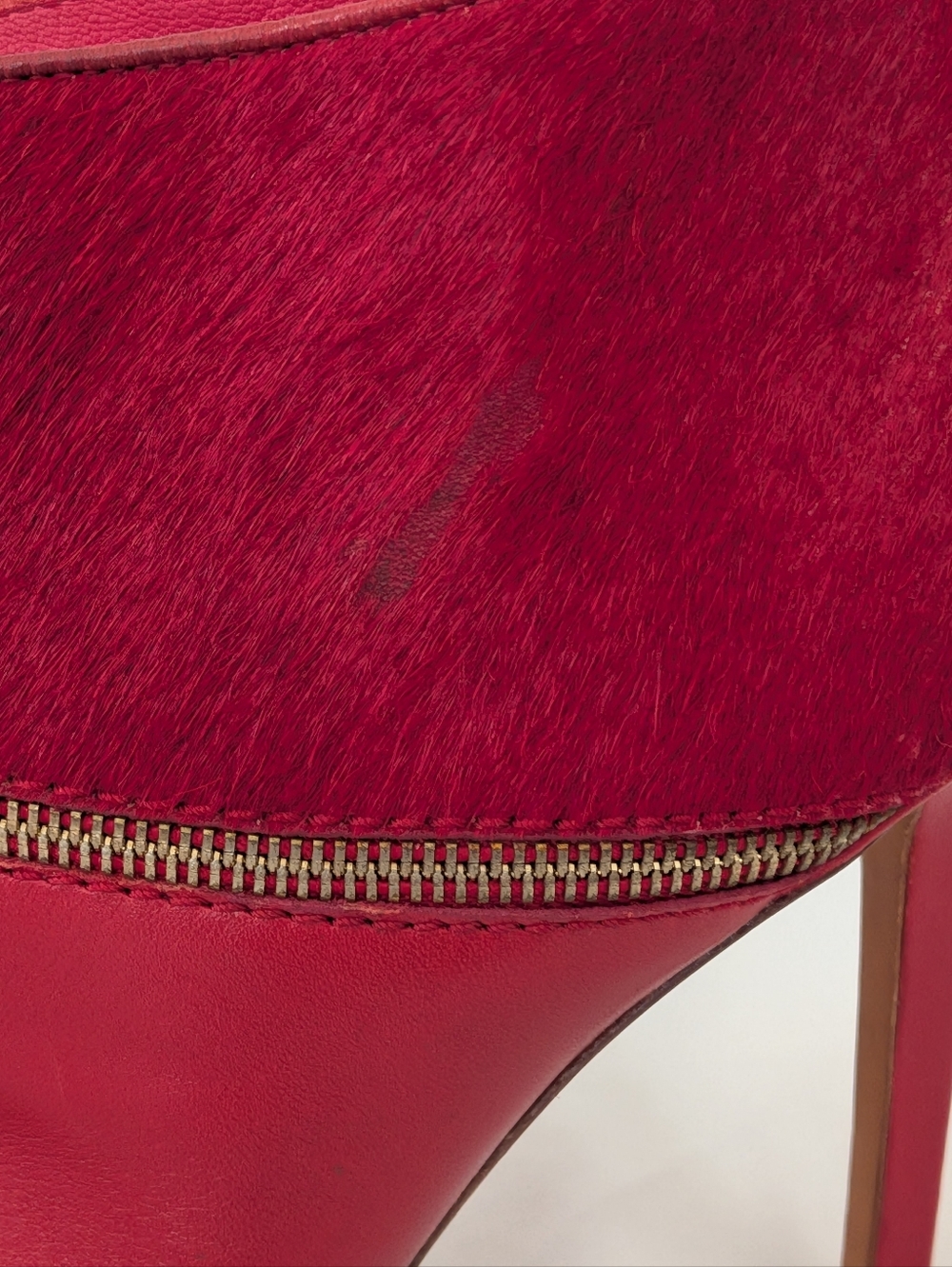 MARCIANO Red Calf Fur & Leather Stiletto Booties Urban Cowgirl Women's Size 9 - Picture 11 of 12